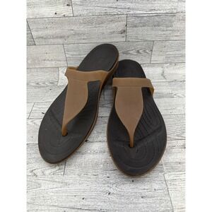 Crocs Really Sexi Flip Flop Wedge Sandals Women Sz 9 Espresso Tan Brown T-Strap